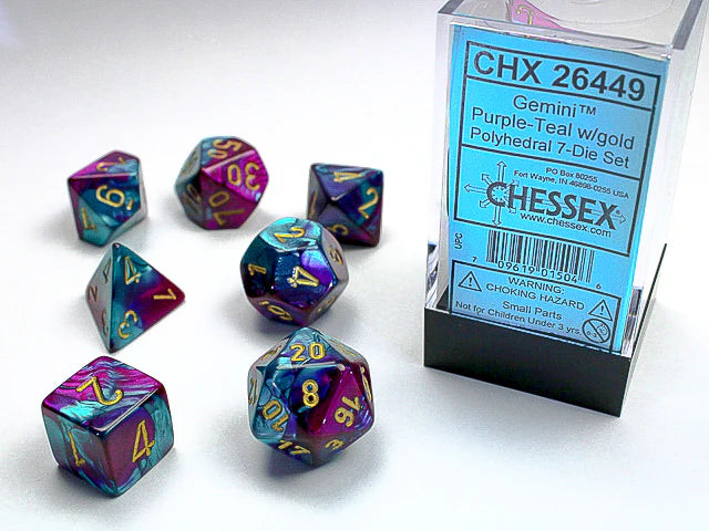Chessex Mini Dice - Gemini Purple-Teal/Gold