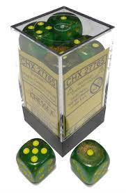 Dice Menagerie 10: 16mm D6 Maple Green/Yellow (12) - Cape Fear Collectibles