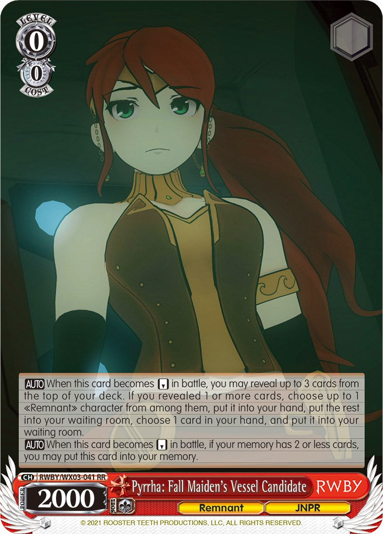 Pyrrha: Fall Maiden's Vessel Candidate (RWBY/WX03-041 RR) [RWBY]